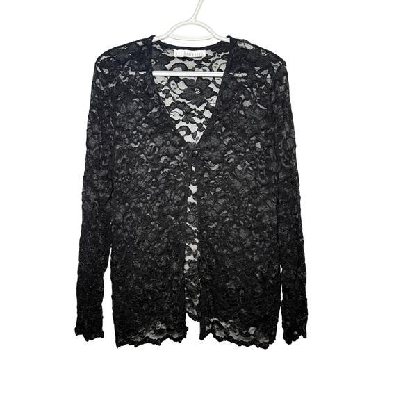 Allison Woods vintage floral lace button cardigan womens medium whimsigoth y2k - Picture 1 of 8